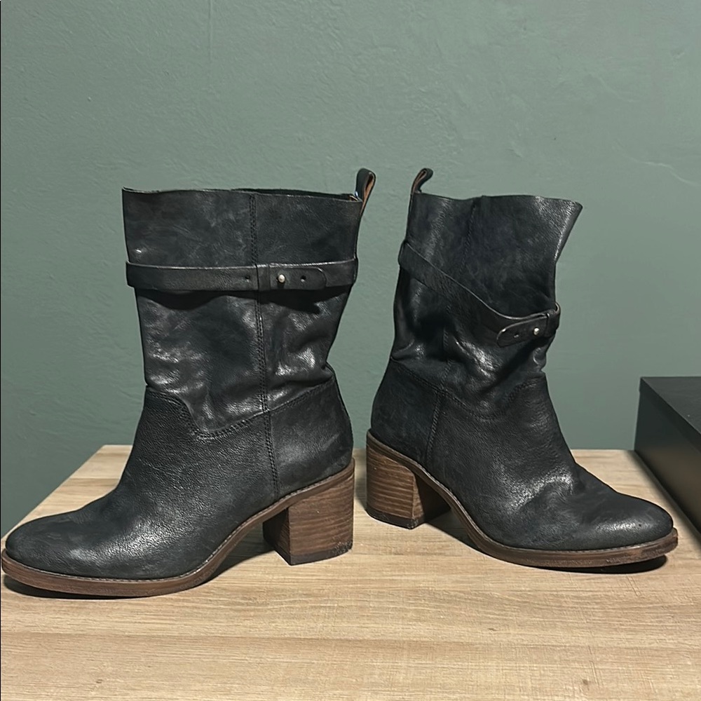 Black Leather Ankle Boots